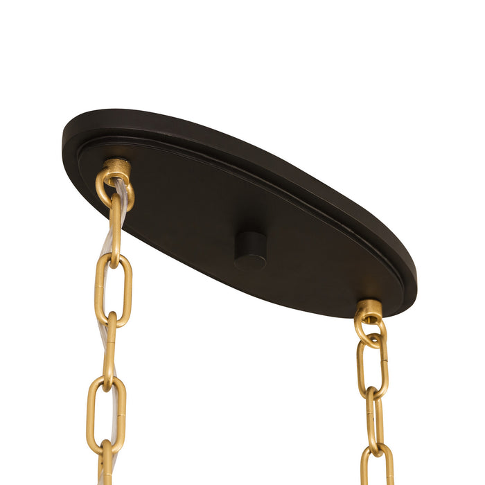 Varaluz 346N06MBFG Six Light Pendant, Matte Black/French Gold