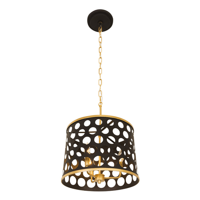 Varaluz 346P03MBFG Three Light Pendant/Semi-Flush Mount, Matte Black/French Gold