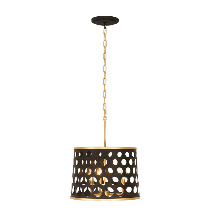 Varaluz 346P03MBFG Three Light Pendant/Semi-Flush Mount, Matte Black/French Gold