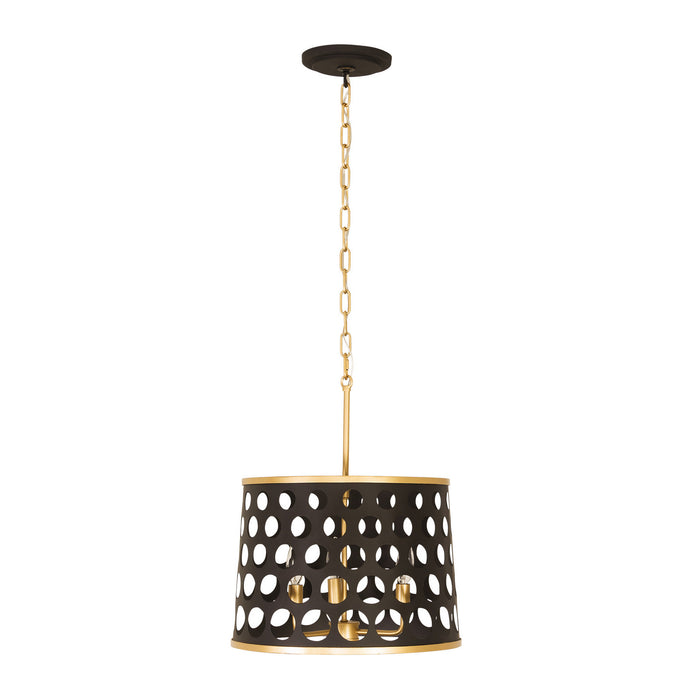 Varaluz 346P03MBFG Three Light Pendant/Semi-Flush Mount, Matte Black/French Gold