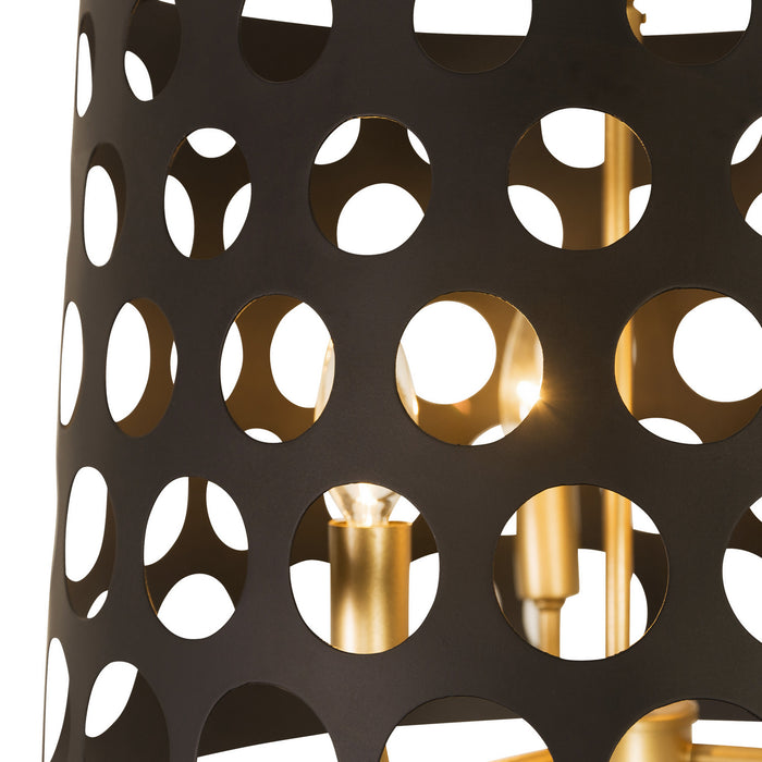 Varaluz 346P03MBFG Three Light Pendant/Semi-Flush Mount, Matte Black/French Gold