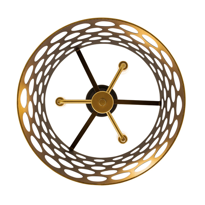 Varaluz 346P03MBFG Three Light Pendant/Semi-Flush Mount, Matte Black/French Gold