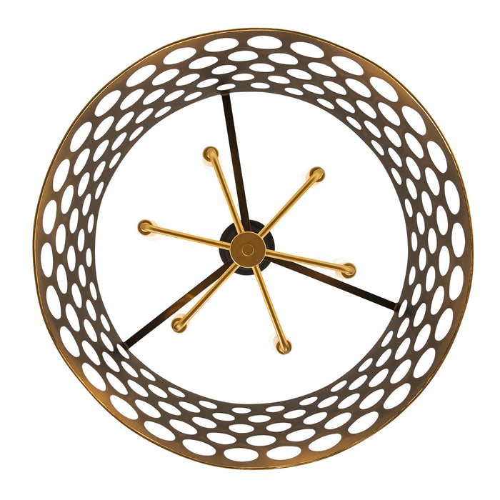 Varaluz 346P06MBFG Six Light Pendant, Matte Black/French Gold