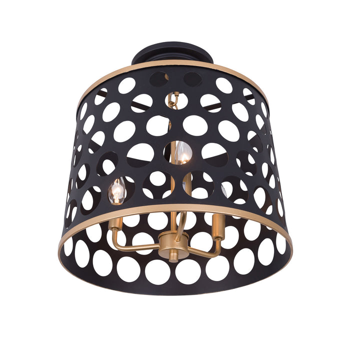 Varaluz 346S03MBFG Three Light Pendant, Matte Black/French Gold
