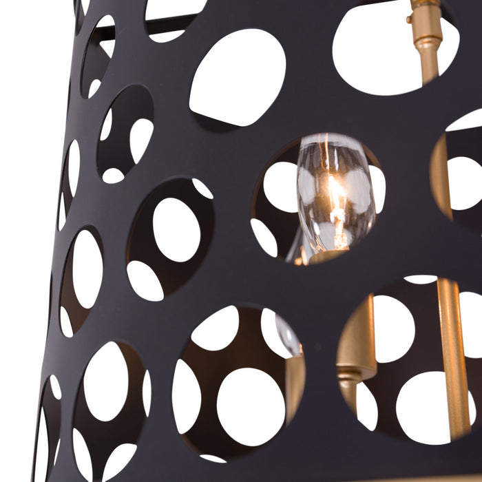 Varaluz 346S03MBFG Three Light Pendant, Matte Black/French Gold