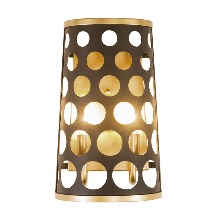 Varaluz 346W02MBFG Two Light Wall Sconce, Matte Black/French Gold