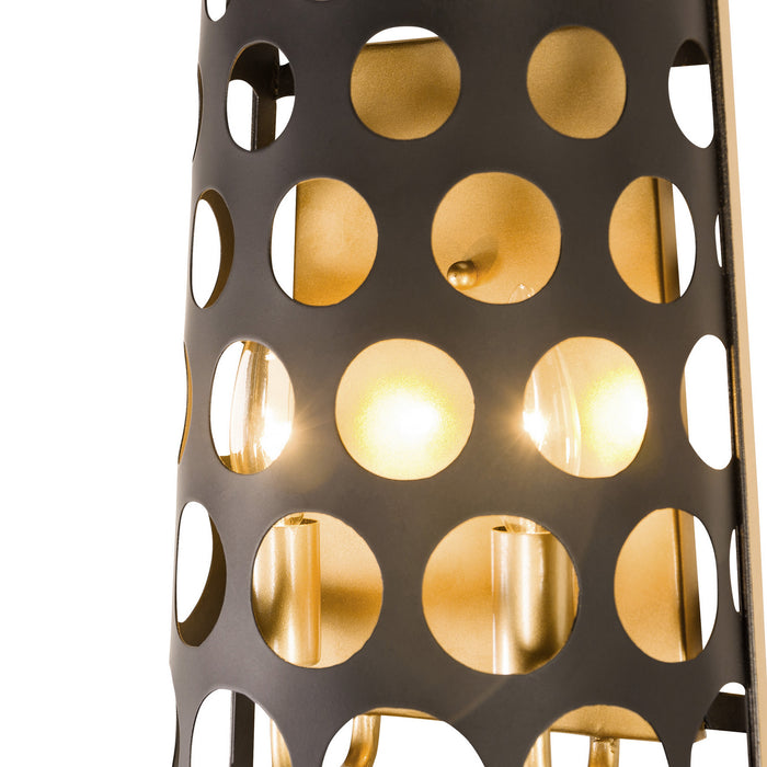 Varaluz 346W02MBFG Two Light Wall Sconce, Matte Black/French Gold