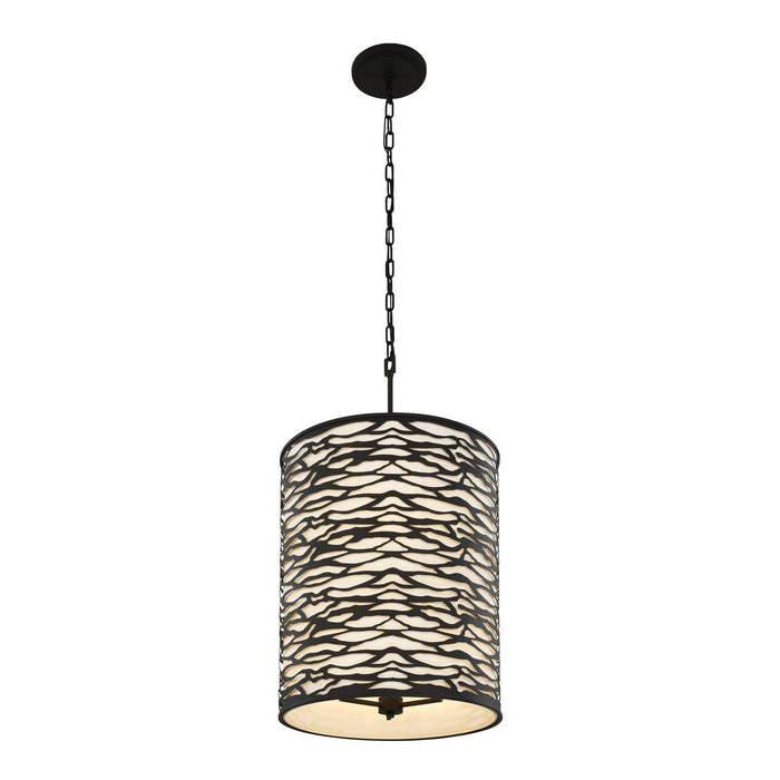 Varaluz 348F06CB Six Light Pendant, Carbon Black