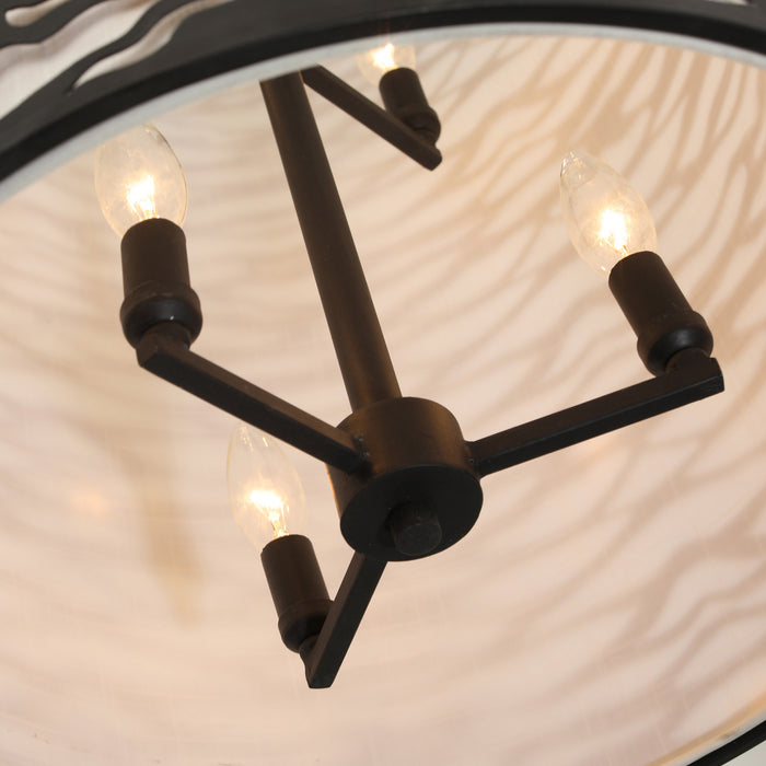 Varaluz 348F06CB Six Light Pendant, Carbon Black