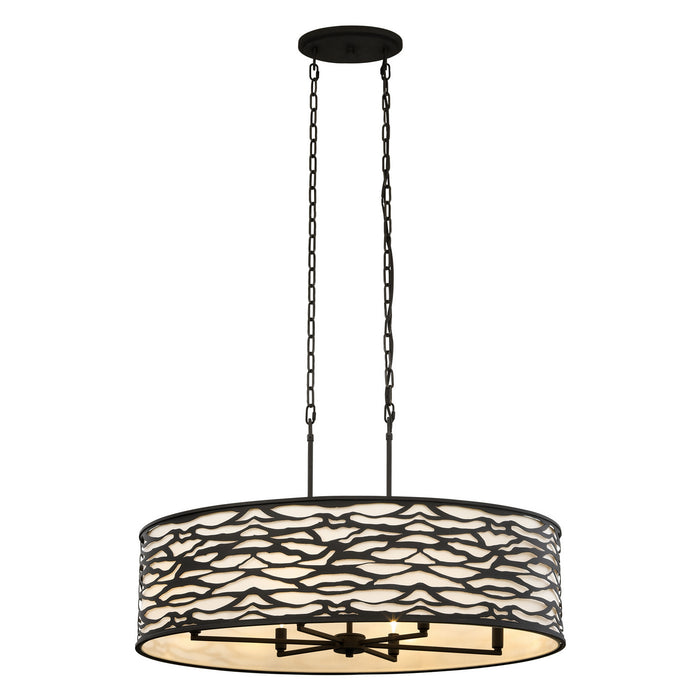 Varaluz 348N06CB Six Light Pendant, Carbon Black