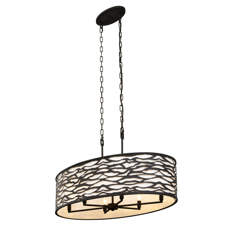Varaluz 348N06CB Six Light Pendant, Carbon Black