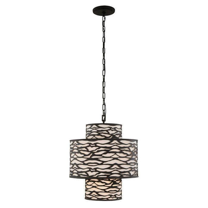 Varaluz 348P04CB Four Light Pendant, Carbon Black