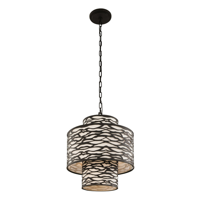 Varaluz 348P04CB Four Light Pendant, Carbon Black