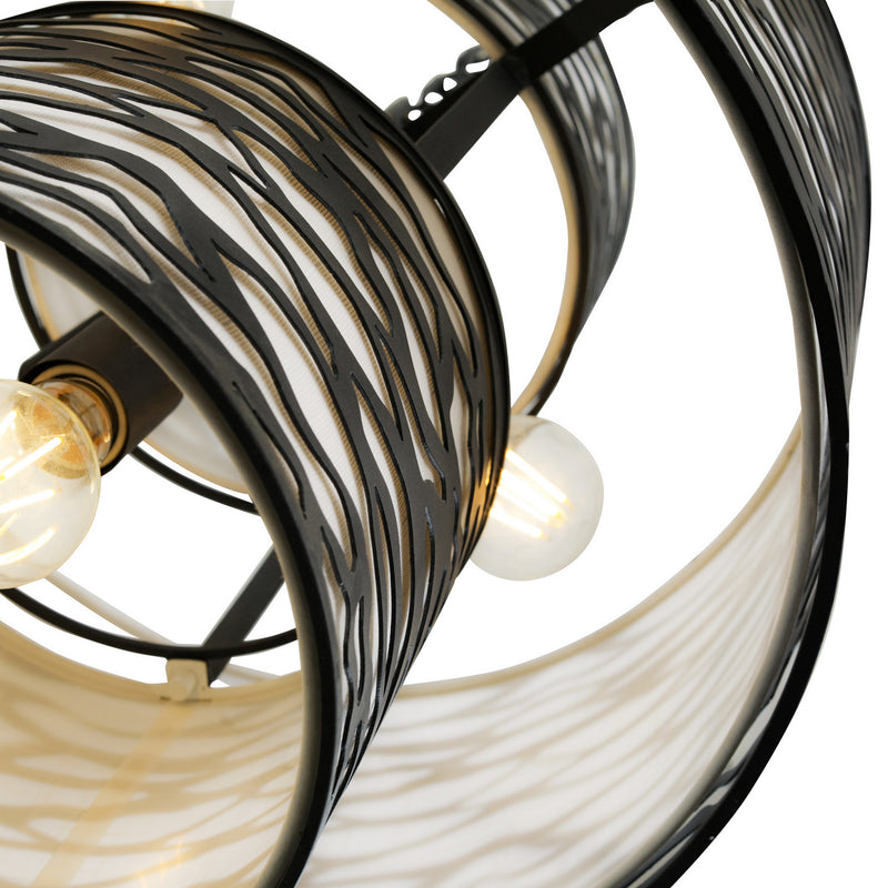 Varaluz 348P04CB Four Light Pendant, Carbon Black