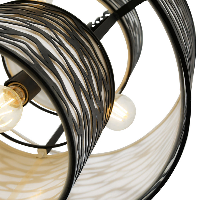 Varaluz 348P04CB Four Light Pendant, Carbon Black