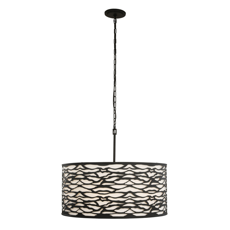 Varaluz 348P06CB Six Light Pendant, Carbon Black
