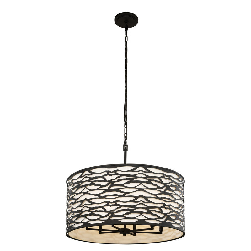 Varaluz 348P06CB Six Light Pendant, Carbon Black