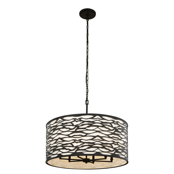 Varaluz 348P06CB Six Light Pendant, Carbon Black