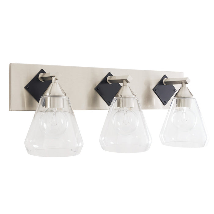 Varaluz 349B03BNMB Three Light Bath, Brushed Nickel/Matte Black