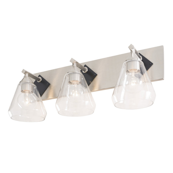 Varaluz 349B03BNMB Three Light Bath, Brushed Nickel/Matte Black