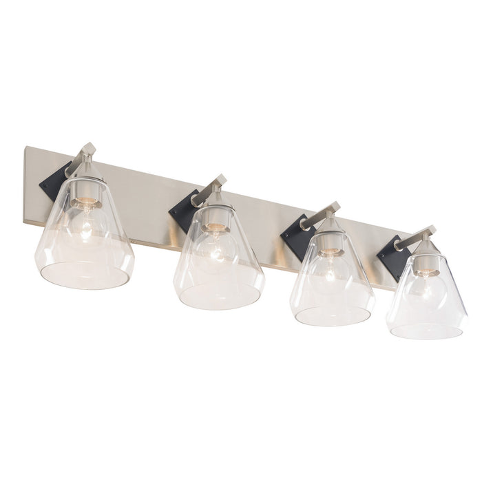 Varaluz 349B04BNMB Four Light Bath, Brushed Nickel/Matte Black