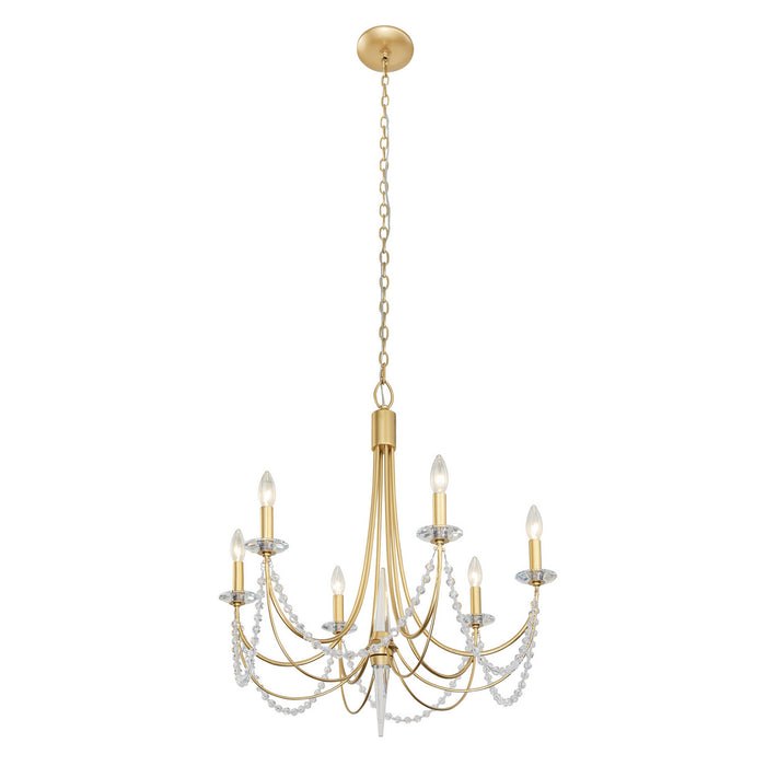 Varaluz 350C06FG Six Light Chandelier, French Gold