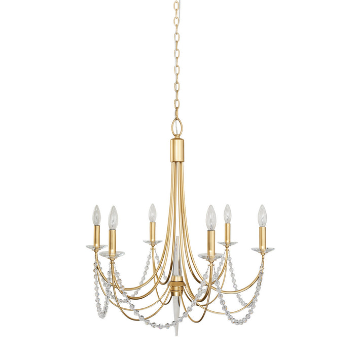 Varaluz 350C06FG Six Light Chandelier, French Gold