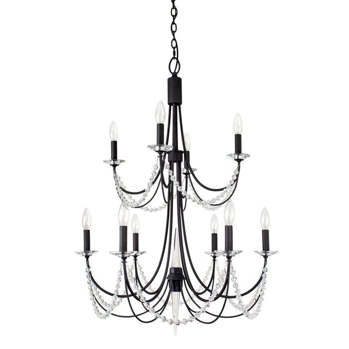 Varaluz 350C10CB Ten Light Chandelier, Carbon Black