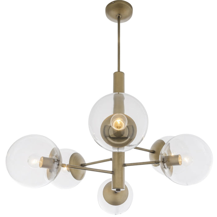 Varaluz 612710 Five Light Chandelier, Antique Brass