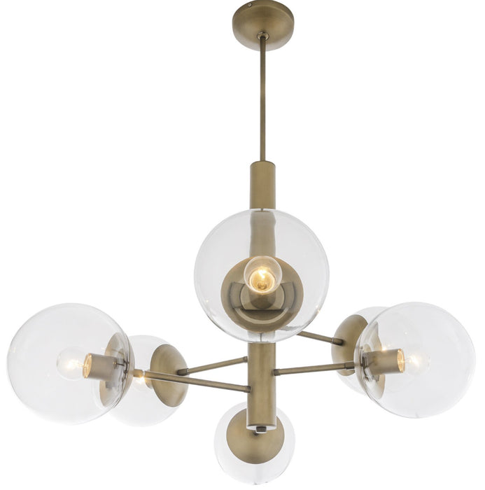 Varaluz 612720 Six Light Chandelier, Antique Brass