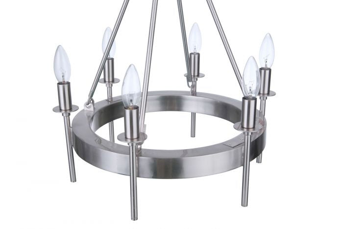 Craftmade 54326-BNK Six Light Chandelier, Brushed Polished Nickel