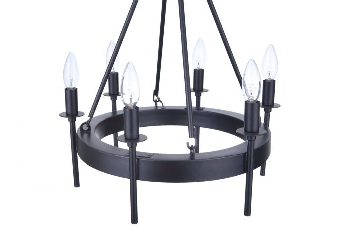 Craftmade 54326-FB Six Light Chandelier, Flat Black