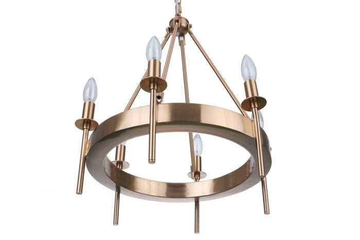 Craftmade 54326-SB Six Light Chandelier, Satin Brass