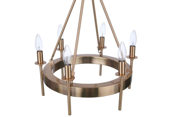 Craftmade 54326-SB Six Light Chandelier, Satin Brass