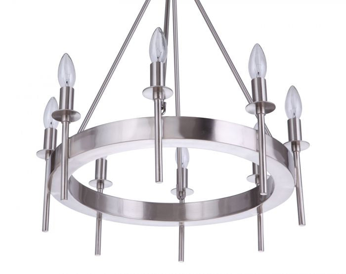Craftmade 54328-BNK Eight Light Chandelier, Brushed Polished Nickel