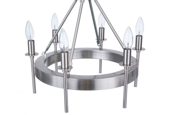 Craftmade 54356-BNK Six Light Semi-Flush Mount, Brushed Polished Nickel