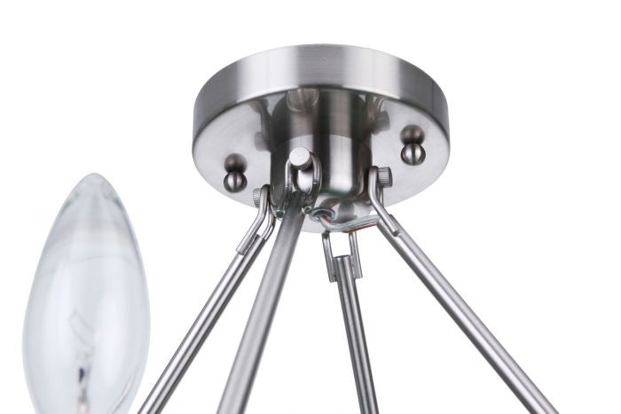 Craftmade 54356-BNK Six Light Semi-Flush Mount, Brushed Polished Nickel