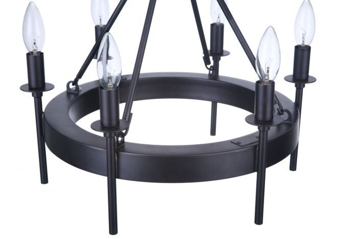 Craftmade 54356-FB Six Light Semi-Flush Mount, Flat Black