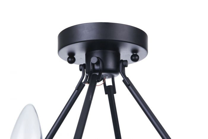 Craftmade 54356-FB Six Light Semi-Flush Mount, Flat Black