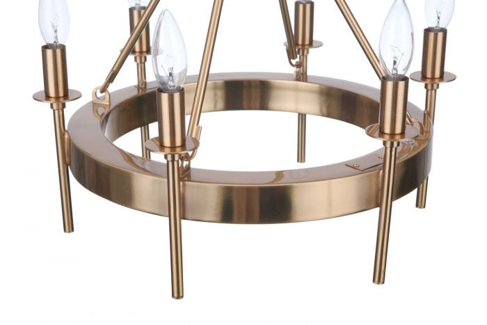 Craftmade 54356-SB Six Light Semi-Flush Mount, Satin Brass