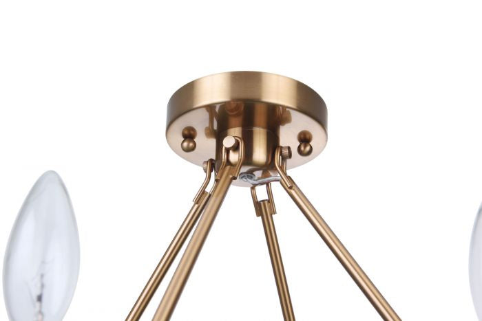 Craftmade 54356-SB Six Light Semi-Flush Mount, Satin Brass