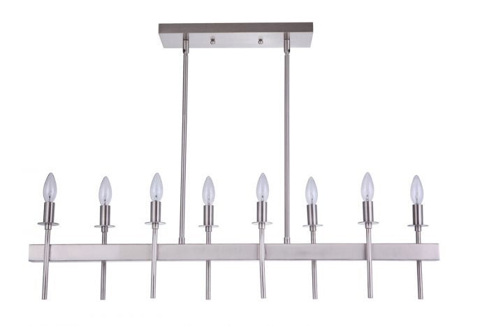 Craftmade 54378-BNK Eight Light Island Pendant, Brushed Polished Nickel