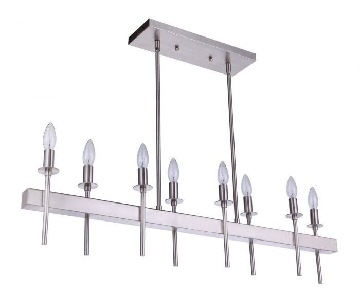 Craftmade 54378-BNK Eight Light Island Pendant, Brushed Polished Nickel