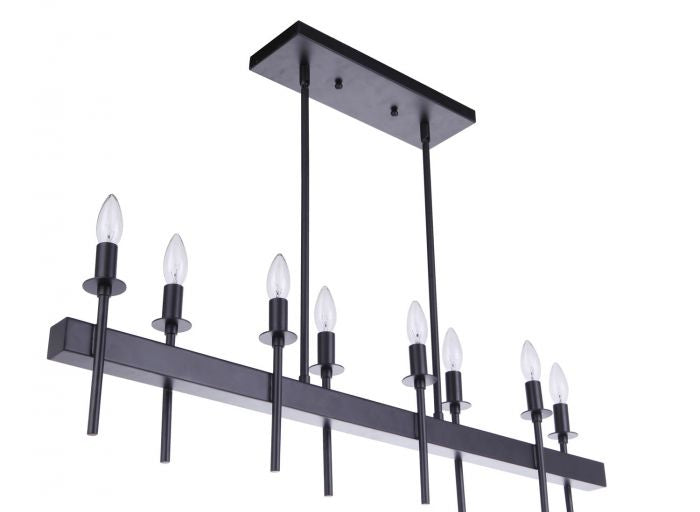 Craftmade 54378-FB Eight Light Island Pendant, Flat Black