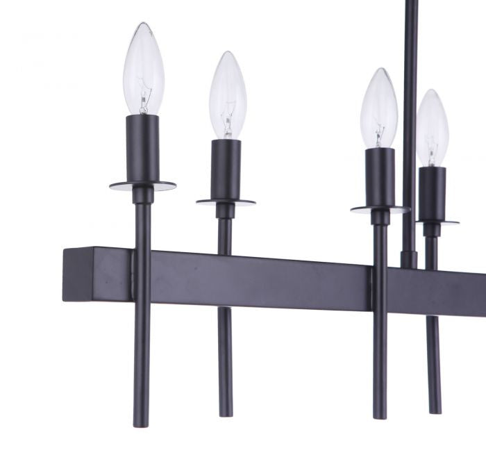 Craftmade 54378-FB Eight Light Island Pendant, Flat Black