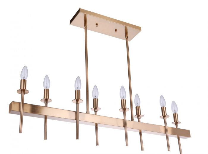 Craftmade 54378-SB Eight Light Island Pendant, Satin Brass