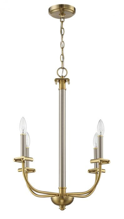 Craftmade 54824-BNKSB Four Light Chandelier, Brushed Polished Nickel/Satin Brass