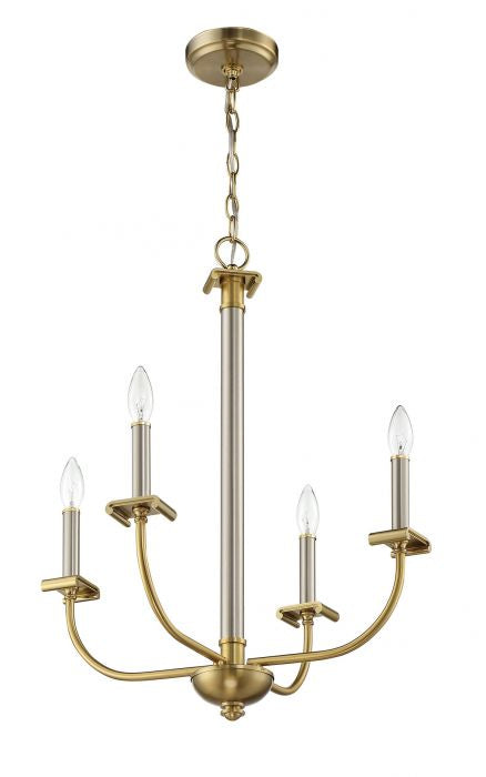 Craftmade 54824-BNKSB Four Light Chandelier, Brushed Polished Nickel/Satin Brass