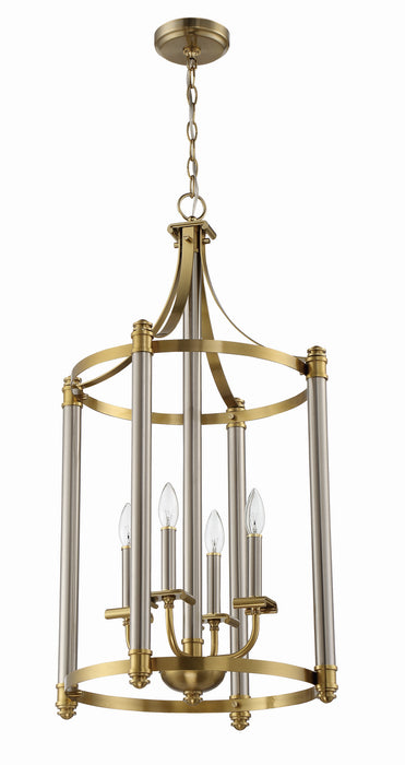 Craftmade 54834-BNKSB Four Light Foyer Pendant, Brushed Polished Nickel/Satin Brass