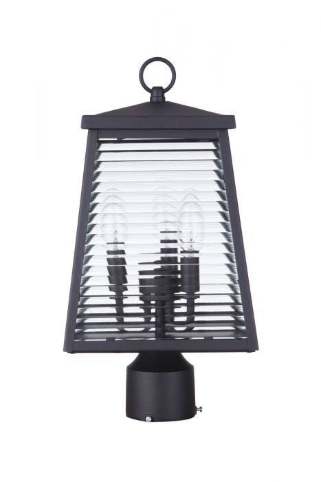 Craftmade ZA4115-MN Three Light Outdoor Post Mount, Midnight
